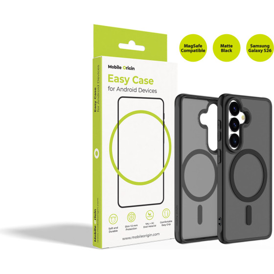 Mobile Origin Easy Case, MagSafe, Matte Black - Samsung Galaxy S26 - (MO-HYMBL-GS26)