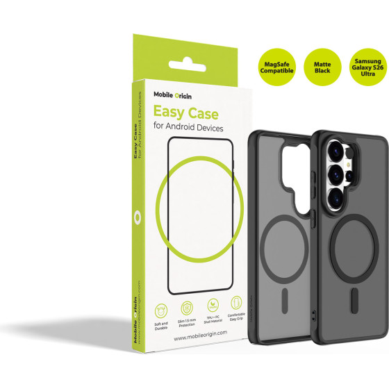 Mobile Origin Easy Case, MagSafe, Matte Black - Samsung Galaxy S26 Ultra - (MO-HYMBL-GS26U)