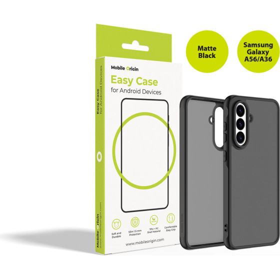 Mobile Origin Easy Case, Matte Black - Samsung Galaxy A56/A36 - (MO-HYMBL-A56A36)