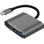ART Adapter Hub 3in1 Usb C OEM-C17 silver