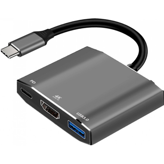 ART Adapter Hub 3in1 Usb C OEM-C17 silver