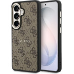 Guess Pu Leather 4G Gold Frame Magnetic Case For Samsung Galaxy S26 Brown - (GUHMS26SP4MSEGCW)