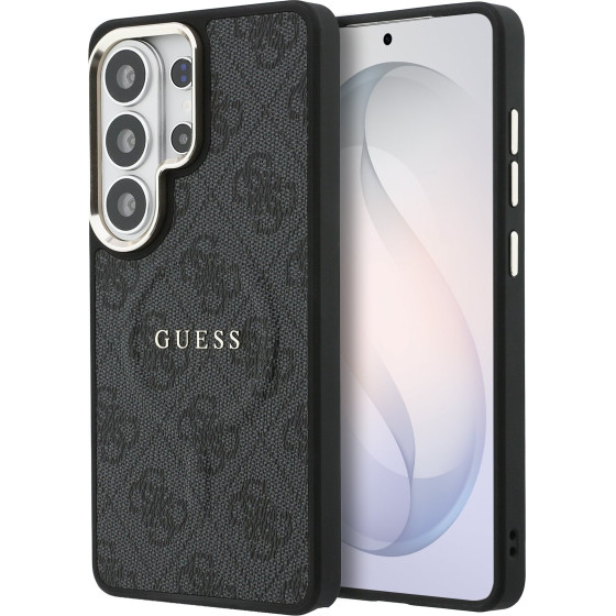 Guess Pu Leather 4G Gold Frame Magnetic Case For Samsung Galaxy S26 Ultra Black - (GUHMS26LP4MSEGCK)