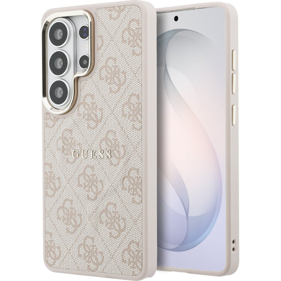 Guess Pu Leather 4G Gold Frame Magnetic Case For Samsung Galaxy S26 Ultra Pink - (GUHMS26LP4MSEGCP)