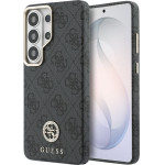 Guess Pu Leather 4G Strass Logo Gold Frame Magnetic Case For Samsung Galaxy S26 Ultra Black - (GUHMS26LP4GRMDEK)