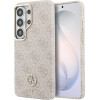Guess Pu Leather 4G Strass Logo Gold Frame Magnetic Case For Samsung Galaxy S26 Ultra Pink - (GUHMS26LP4GRMDEP)