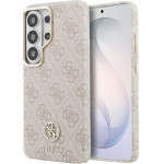 Guess Pu Leather 4G Strass Logo Gold Frame Magnetic Case For Samsung Galaxy S26 Ultra Pink - (GUHMS26LP4GRMDEP)