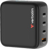 Verbatim Mini Gan Mains Charger 140W 3xUSB-C PD/1x USB-A Qc EU/UK/Usa Adapter Black - (30240)