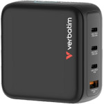 Verbatim Mini Gan Mains Charger 140W 3xUSB-C PD/1x USB-A Qc EU/UK/Usa Adapter Black - (30240)