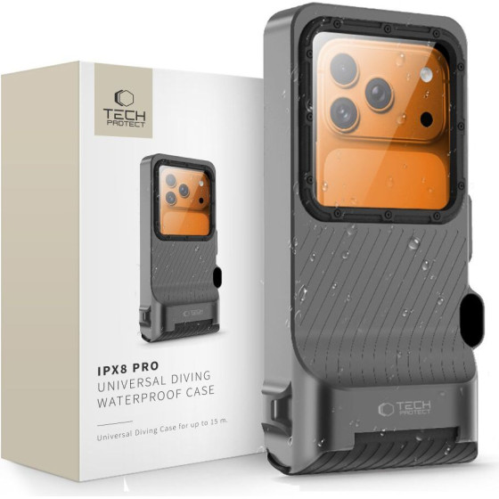 Tech-Protect IPX8 Pro Universal Diving Waterproof Case BLACK