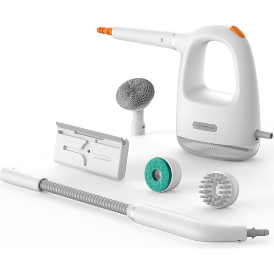Deerma - Handheld Steam Cleaner (ZQ01) - Eliminates Bacteria 99,99%, 1300W, 100�C Steam, 36g/min, Brush Attachments - White