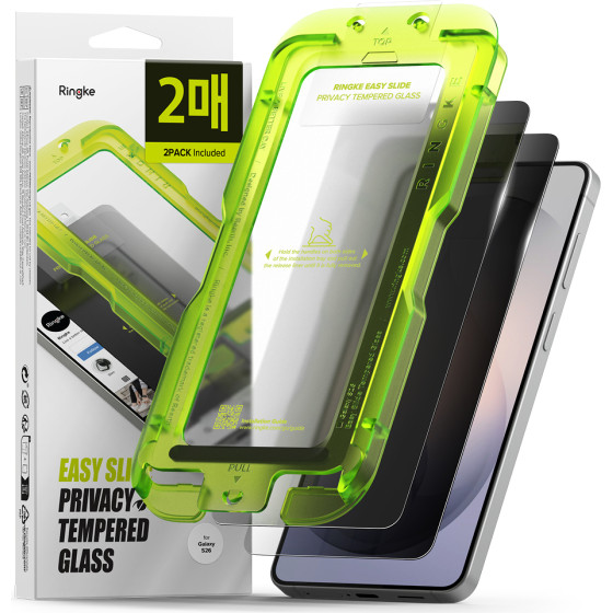 Ringke - Easy Slide Tempered Glass (2 pack) - Samsung Galaxy S26 - Black