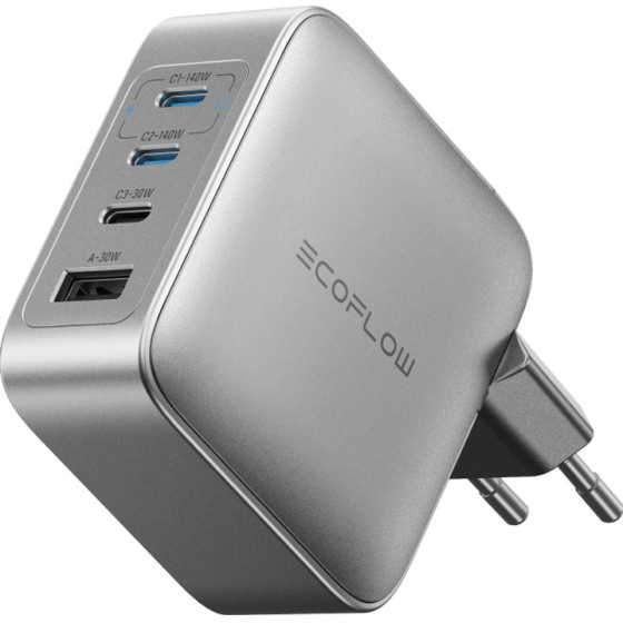 EcoFlow ��������� ������� Rapid Pro 140W, 3xUSB-C, 1xUSB-A, Gan - (EFA-140W-GAN-CHARGER)