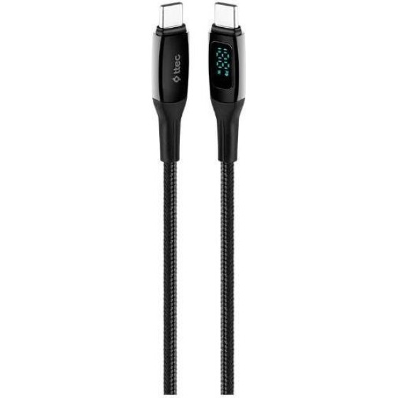 ttec AlumiCable LCD Type-C to Type-C 100W Fast Charge Cable Black150cm - (2DK57S)