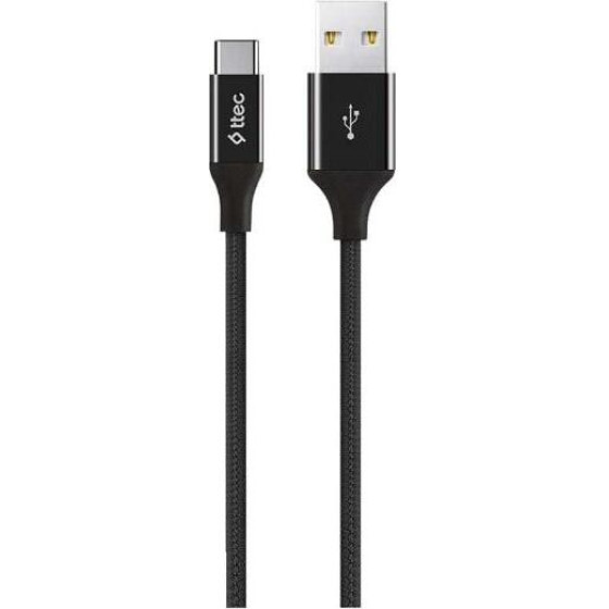 ttec AlumiCable Type C 2.0 Charge/Data CableBlack - (2DK18S)
