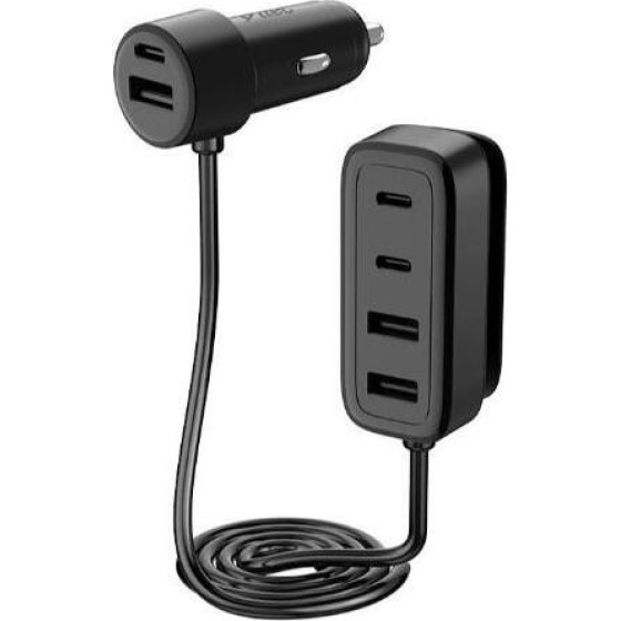 ttec SmartCharger 6in1 PD 90W Car Fast Charger 3 USB-C + 3 USB-A Black - (2CKP06S)