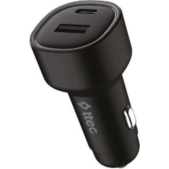ttec SmartCharger Duo PD 48W In car Fast Charger USB-C+USB-A - (2CKP02S)