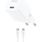 ttec SmartCharger GAN 20W PD Travel Fast Charger + USB-C - USB-C 60W Cable White - (2SCG20CB)