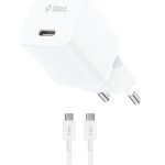 ttec SmartCharger GAN 30W PD Travel Fast Charger + USB-C - USB-C 60W Cable White - (2SCG30CB)