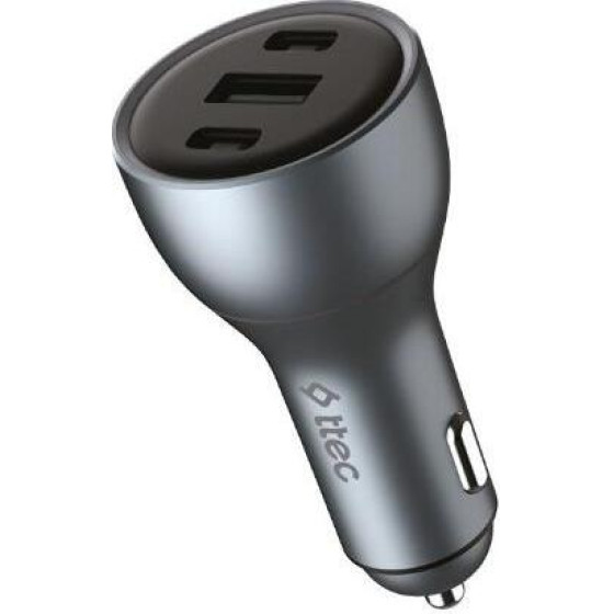 ttec SmartCharger Trio PD 130W Car Fast Charger 2 USB-C + USB-A Black - (2CKP05S)