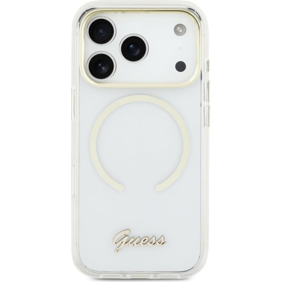 Guess Case Iml Script Metal Magsafe For Iphone 17 Transparent - (GUHMP17S5HTCSMST)