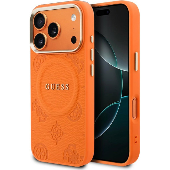 Guess Peony Hot Stamp Magsafe Case For Iphone 17 Pro - Orange - (GUE005240-0)