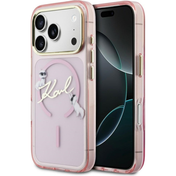 Karl Lagerfeld Iml Choupettes Karl Script Logo Magsafe Case For Iphone 17 Pro - Pink - (KF002977-0)