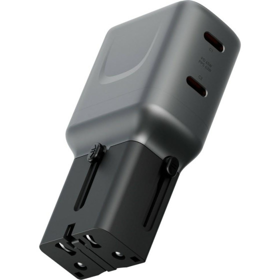 ENERGEA Wall Charger Travelgo Adapter 65 2xUSB-C 65W Gunmetal - (TGA-65-GUN)