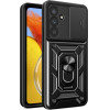 Hurtel Hybrid Armor Camshield Case For Samsung Galaxy A37 - Black - (Hybrid Armor Camshield Black Sam A37)