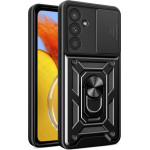 Hurtel Hybrid Armor Camshield Case For Samsung Galaxy A37 - Black - (Hybrid Armor Camshield Black Sam A37)