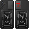 Hurtel Hybrid Armor Camshield Case For Samsung Galaxy A37 - Black - (Hybrid Armor Camshield Black Sam A37)