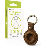 Mobile Origin Airtag Leather Keychain A6, Midnight Brown - (MO-ALK-MBRW)