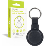 Mobile Origin Airtag Outdoor Leather Keychain A7, Black - (MO-AOLK-BLK)