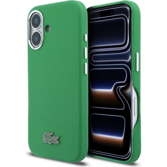 LACOSTE Pvc Iconic Petit Pique Metal Logo Magsafe Case For Iphone 16 Estragon Green - (LCFCMP16SPLAN)
