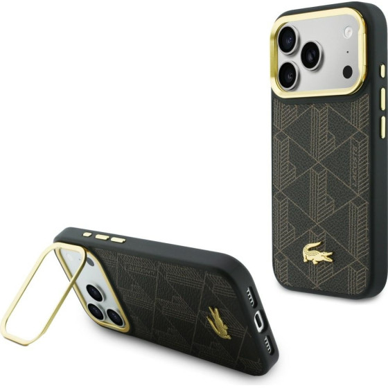 LACOSTE Case Pvc Blend Stand For Iphone 17 Pro Brown - (LCHMP17LPCBSMW)