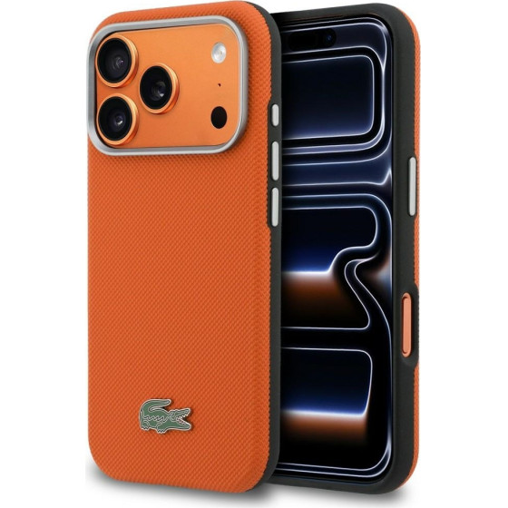LACOSTE Case Semi Wrap Petit Pique Magsafe For Iphone 17 Pro Orange - (LCSCMP17LPLAO)