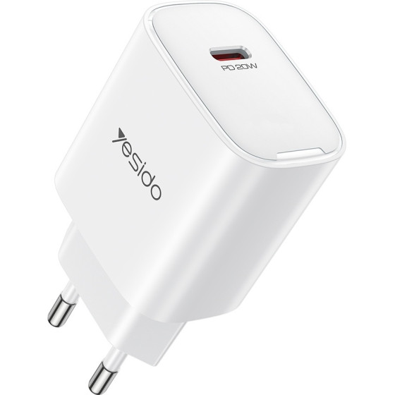 Yesido - Wall Charger - Type-C, Fast Charge, PD20W, Intelligent Output - White - (YC01E)