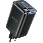 Yesido - Wall Charger - USB, Type-C, GaN, Fast Charging, Digital Display, 67W, Retractable Type-C Cable, 65cm - Black - (YC100)