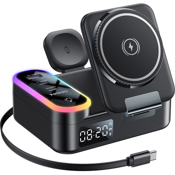 Yesido - Wireless Charging Station - 8in1, MagSafe, Fast Charging, For iPhone, Apple Watch, Earbuds, 65W - Black - (DS38)