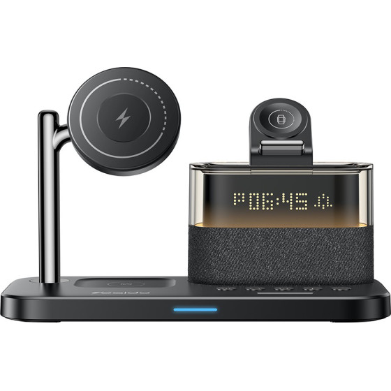 Yesido - Wireless Charging Station - Fast Charge, For iPhone, AirPods, Earbuds, Soft Night Light, 25W - Black - (DS37)