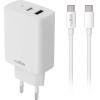 Maxlife MXTC-10-20AC Pd Qc Charger 1x USB-C 1x Usb 20W White + USB-C - USB-C Cable 20W