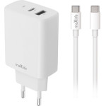 Maxlife MXTC-10-30AC Pd Qc Charger 1x USB-C 1x Usb 30W White + USB-C - USB-C Cable 60W