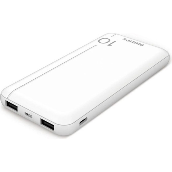 Philips Power Power Bank DLP1810CW 10000mAh Output USB-C 5V-3A/USB-A 5V-2.1A �� ������������ ������� USB-C,USB-A White - (DLP1810CW/GRS)