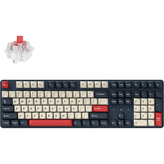 Keychron J5 Qmk Wireless Mechanical Keyboard Red Switch Hot-Swap Rgb 100% Us Dark Blue - (KJ5-H1Z)