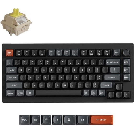 Keychron V1 Ultra QMK/Via 8K Wireless Custom Mechanical Keyboard Banana Switch Rgb 75% Us - (V1U-D4)