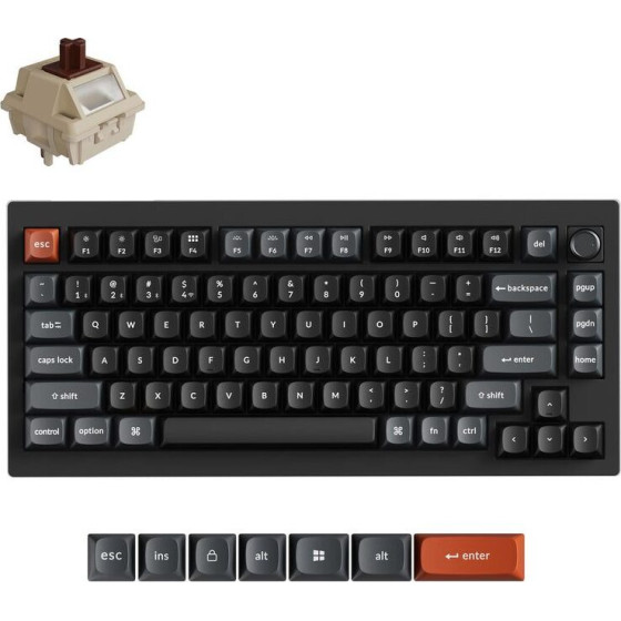 Keychron V1 Ultra QMK/Via 8K Wireless Custom Mechanical Keyboard Brown Switch Rgb 75% Us - (V1U-D3)