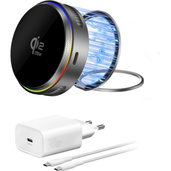 4sMarts Wireless Charger 25W Qi2 25 Magsafe Rgb Grey - (541761)