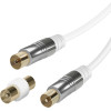Vivanco Antenna Cable 2m Coax PLUG-Coax Socket Ferrite 110 Db With Adapter White - (VVAN20FERMFG)