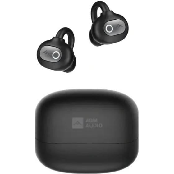 AGM Open Buds 1 - Open-Ear ��������� Bluetooth 5.4 �� Anc & Led Display, IPX4, ����� - (Open Buds 1 Black)