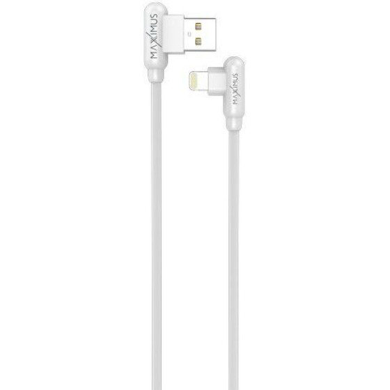 Maxximus Cable Mx Corner Fast Charge Lightning 2.4A/1M, White ANGULAR